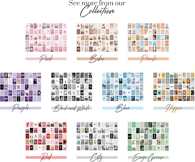 HAUS AND HUES Hippie Posters - Aesthetic Wall Collage Kit for Teen Room Decor | Hippie Room Decor Collage Kit, Set of 50