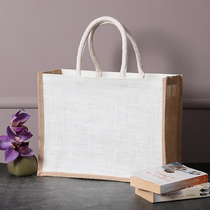 Yogi’s Gift® 5 Pack Burlap Tote Bags with Handles – 15.8"x11.9"x5.9", Eco-Friendly, Reusable Jute Bags for Shopping, Bridesmaids, Groceries & Wedding Gifts