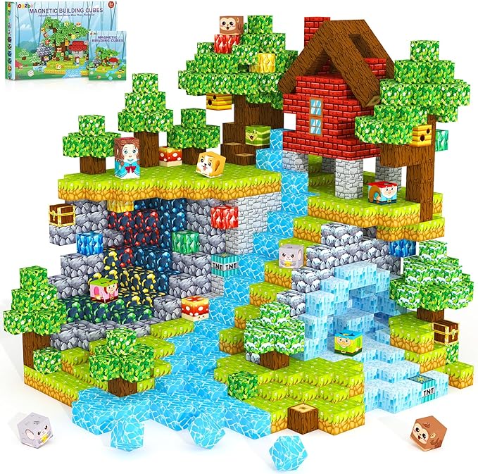 150PCS Magnetic Blocks, Magnet Cubes Building Blocks Toddler Travel Toys for 3-5 5-7 8-13 Year Old Boys Girls, Montessori Sensory Kids Toys & Games, Kids Birthday Decorations Party Favors Gifts