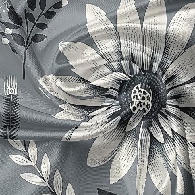 Ambesonne Farmhouse Valance & Tier Curtain 3 pcs Set, Classic Folk Style Barn Flowers Leaves and Roosters in Muted Colors, Window Treatments for Kitchen Room Decor, 55" x 24", Blue Grey and Off White