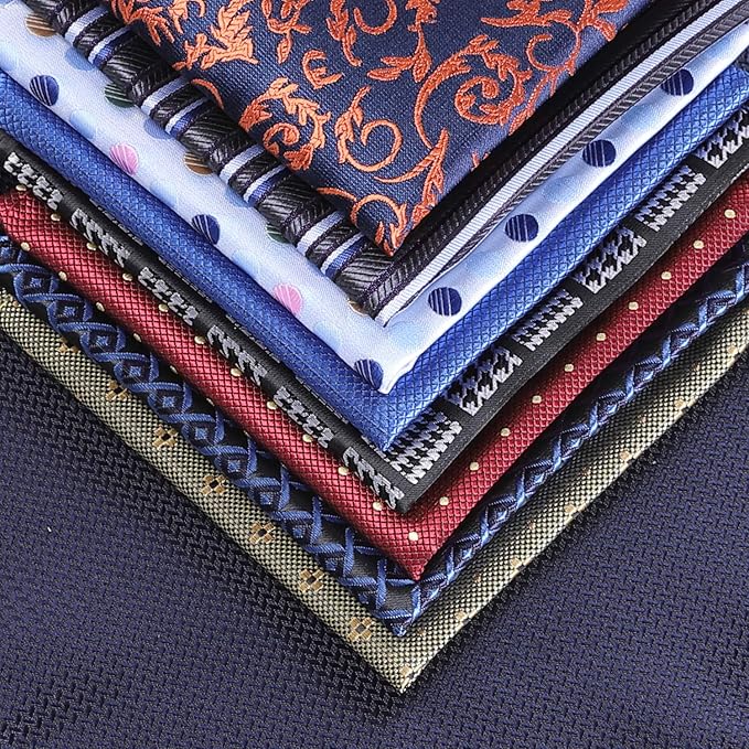 Jeatonge 40 Pack 8.5x8.5 inch Pocket Squares for Men Men's Handkerchief Mens Pocket Squares Set Assorted Colors with a Holder