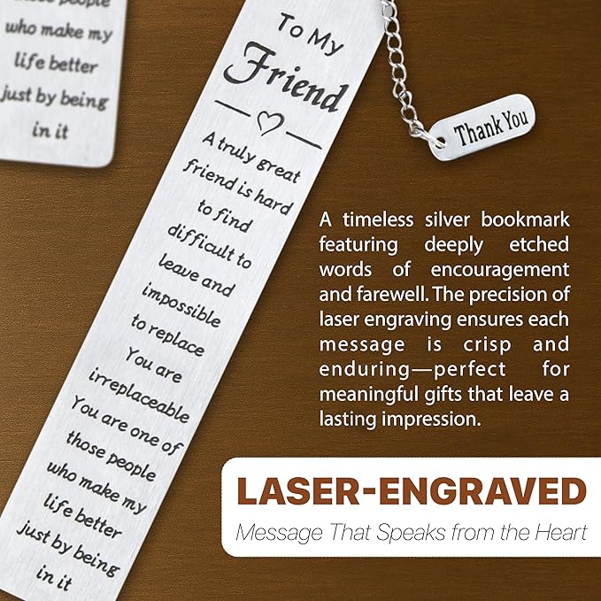Friend Metal Bookmark for Women – Long Distance Friendship Gifts for Book Lovers, Unique Best Friend Gift for Female Friends, Sentimental Bookmark for Reading Women, Thoughtful Gifts for Friends