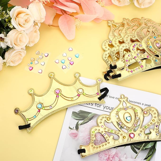 Sotiff 150 Pieces Foam Crowns Set for Kids Princess Tiaras Crowns Making Kits 90 Pcs Foam Princess Crowns and 60 Sheets Crystal Diamond Sticker for Kids' Party Supplies Decoration