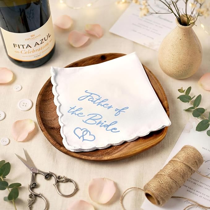 W&F GIFT Handkerchief - 12" x 12" - Something Blue for Bride on Wedding Day - Fun Gift