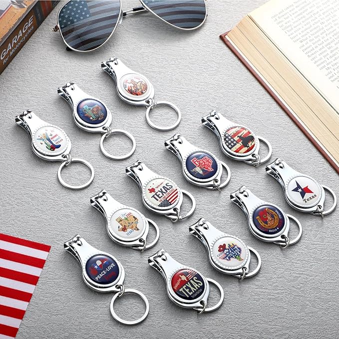 12 Sets Texas Souvenirs Gifts Texas Multi Function Bottle Opener Nail Clipper Keychain Souvenir Gifts for Traveler Men Women Party Supplies