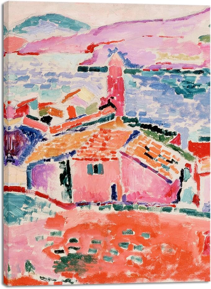 Wieco Art Canvas Print Wall Art View of Collioure 1905 by Henri Mattise Abstract Colorful Art Matisse Posters Canvas Prints for Wall and Home Office Decorations