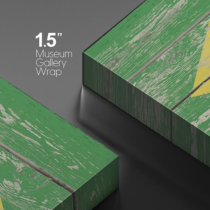 wall26 Canvas Print Wall Art Brazilian Flag on Vintage Retro Wood Panels Pop Culture Cultural Digital Art Modern Art Traditional Colorful for Living Room, Bedroom, Office - 32"x48"