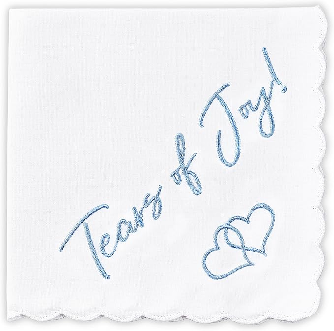 W&F GIFT Handkerchief - 12" x 12" - Something Blue for Bride on Wedding Day - Fun Gift