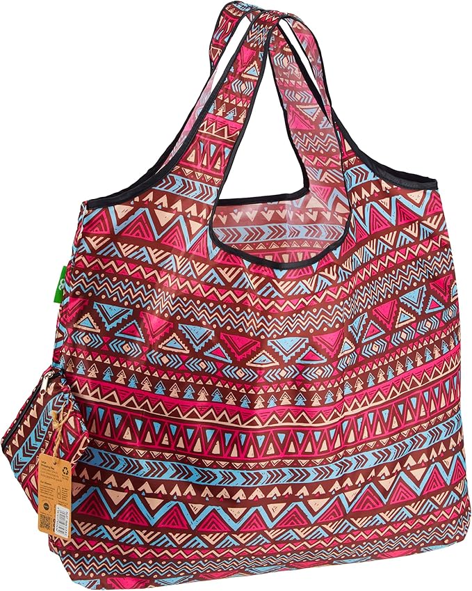 ECO CHIC Foldable Reusable Large Grocery Bags - Foldable Grocery Bags - Lightweight, Recycled & Reusable Shopping Bag - Waterproof, Packable Tote Fitting in Fine Grocery Bag Carrier