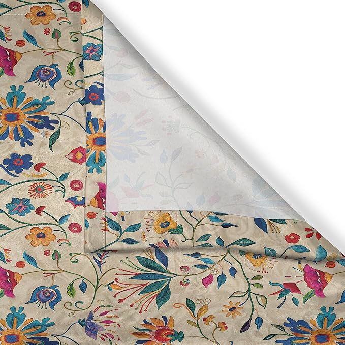 Ambesonne Balkan Folk Long Kitchen Curtains, Fun Traditional Balkan and Slavic Craft Floral Folklore Style Print, 2 Panel Set Drapes with Rod Pocket Room Decor, 55" x 45", Blue Orange Multicolor