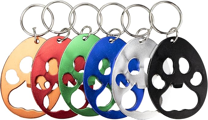 Swatom Dog Paw Keychain Bottle Opener Beer Opener Tool, Key Tag Chain Ring, 6 Piece