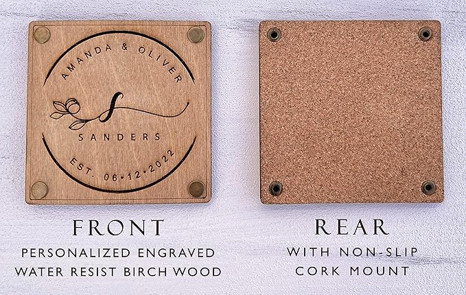 Personalized Wooden Coaster Wedding Favors for Guest in Bulk, Wedding Favor Coasters, Pack of 8 to 250