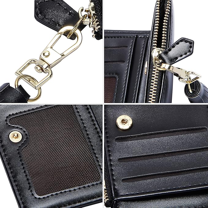 GEEAD Small Wallets for Women Bifold Slim Coin Purse Zipper ID Card Holder