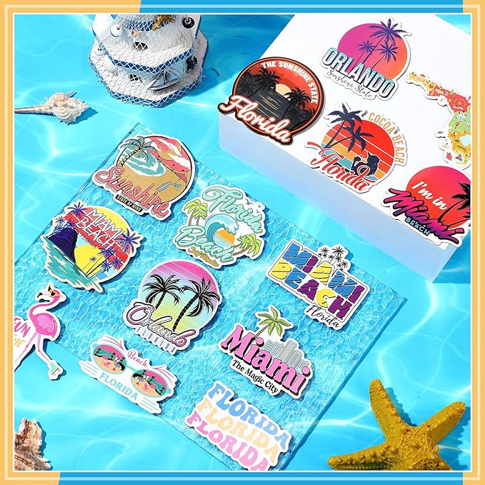 Konohan 30 Pcs Florida Souvenirs Gifts Florida Magnet for Refrigerator City Magnetic Refrigerator Stickers for Party Home Decoration