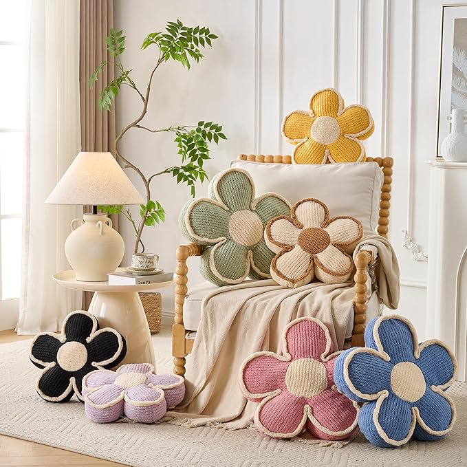 Flower Pillow Yellow Flowers Shaped Cushion Decorative Daisy Pillow for Bed Couch Cute Throw Pillows