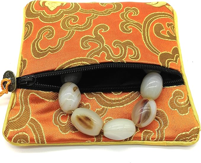 NHW EAVOQLB 16 pcs Traditional Brocade Embroidery Fringed Wallet Zipper Jewelry Bag Value Set