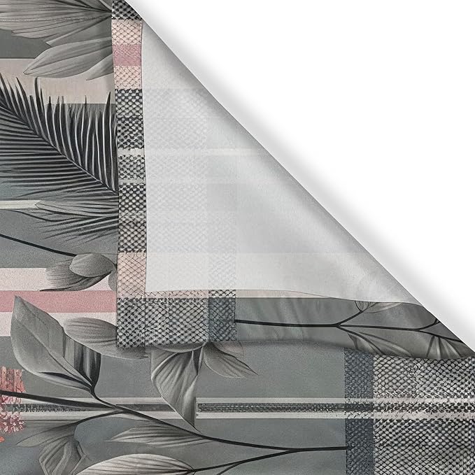 Ambesonne Flowers Kitchen Curtains, Modern Muted Tones Dreamy Floral with Romantic Art Feels on Plaid Stripes, Window Drapes 2 Panel Set for Kitchen Cafe Decor, 55" x 36", Pink and Grey