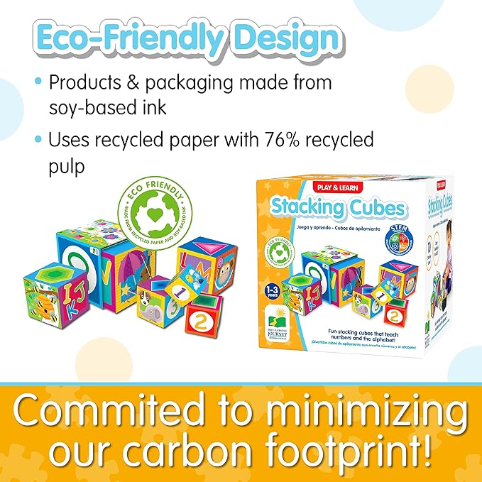 Learning Journey International LLC Play & Learn - Stacking Cubes - STEM Toddler Toys & Gifts for Boys & Girls Ages 12 Months and Up - Mind Building Developmental Learning Toy, Multi (100257)
