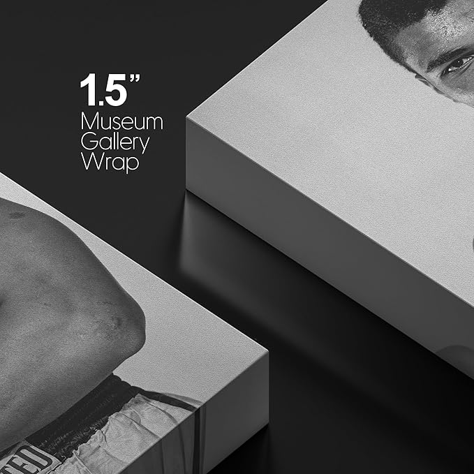 wall26 Canvas Print Wall Art Famous African American Boxer Duotone Muhammad Ali Historic Classic Photography Realism Traditional Portrait Vintage Retro for Living Room, Bedroom, Office - 16"x24"