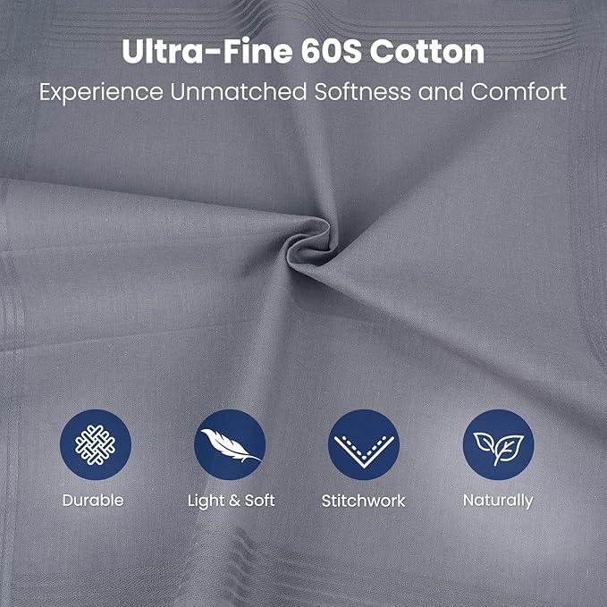 Zenssia Men's Pure Cotton Handkerchiefs with Hem, Bulk Set Hankies