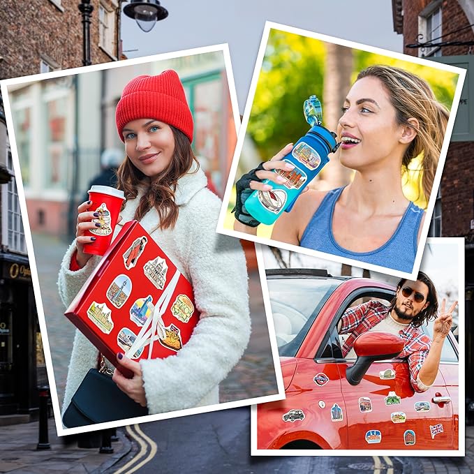 200 PCS London Stickers, British Travel Stickers for Laptop Water Bottle Scrapbook Journal, Vinyl London Travel Souvenirs Decals for Women Men Adults