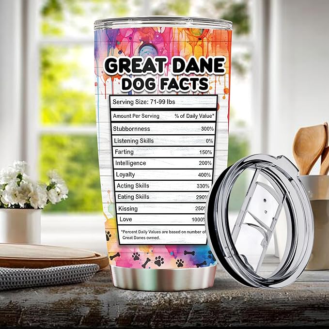 Gifts for Great Dane Lovers Birthday Christmas Thanksgiving Easter Gift Ideas for Dog Mom Dad Owners Tumbler Travel Cup Coffee Mug Water Bottle 20 Oz Stainless Steel