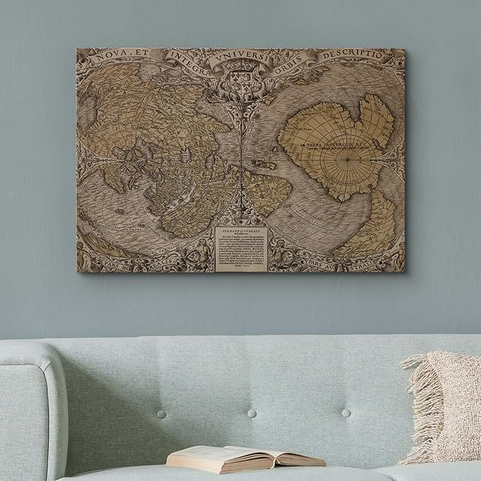 wall26 Canvas Print Wall Art Vintage Sepia Old World Map Digital Art Modern Art Traditional Colorful for Living Room, Bedroom, Office - 24"x36"