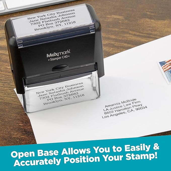 MaxMark Customized Self Inking Stamp - Up to 5 Lines of Text - Large Size - Choose from 15 Ink Colors