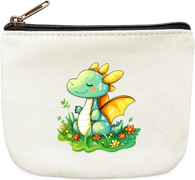 Dragon Coin Purse Pouch Bag Holder for Teens Girls Women Kids, Dragon Lovers Gifts Stuff Decor, Small Mini Purse Coin Card Key Headset Lipstick!