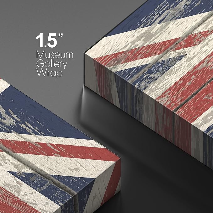wall26 Canvas Print Wall Art United Kingdom British Flag on Vintage Retro Wood Panels Pop Culture Cultural Digital Art Modern Art Traditional Colorful for Living Room, Bedroom, Office - 32"x48"