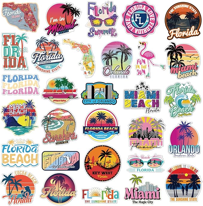 Konohan 30 Pcs Florida Souvenirs Gifts Florida Magnet for Refrigerator City Magnetic Refrigerator Stickers for Party Home Decoration