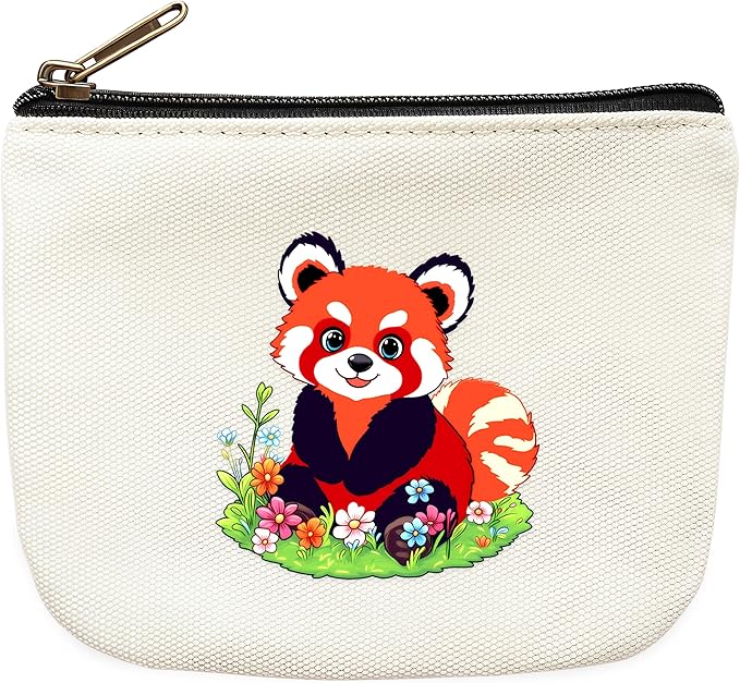 Red Panda Coin Purse Pouch Bag Holder for Teens Girls Women Kids, Red Panda Lovers Gifts Stuff Decor, Small Mini Purse Coin Card Key Headset Lipstick!