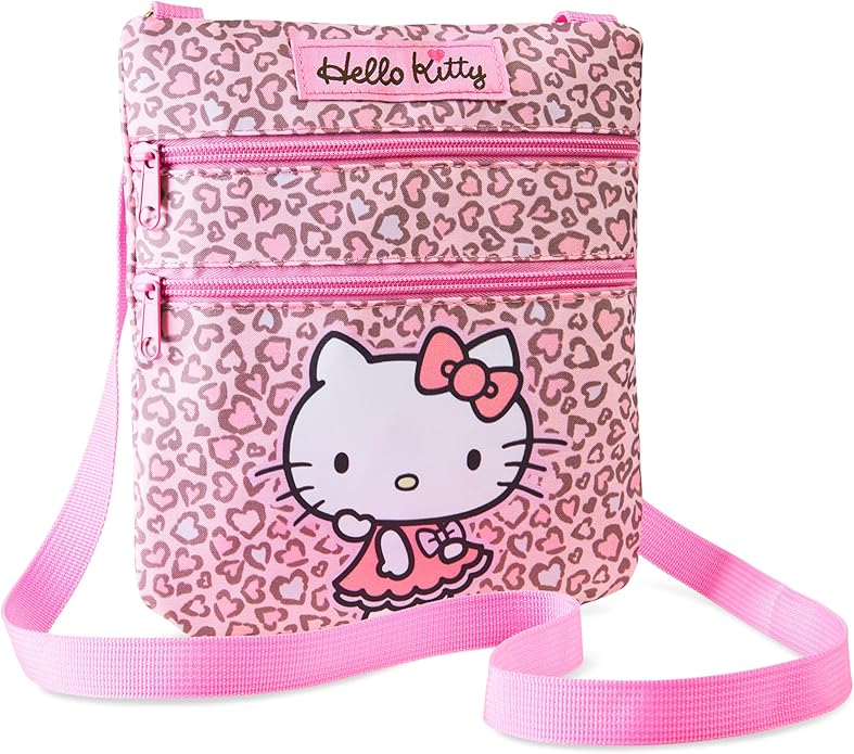 Hello Kitty Sanrio Bag Girls Teens Women Kawaii Anime Shoulder Cross Body Bag Kuromi My Melody Fashion Shopping Travel Gifts (Pink Leopard)