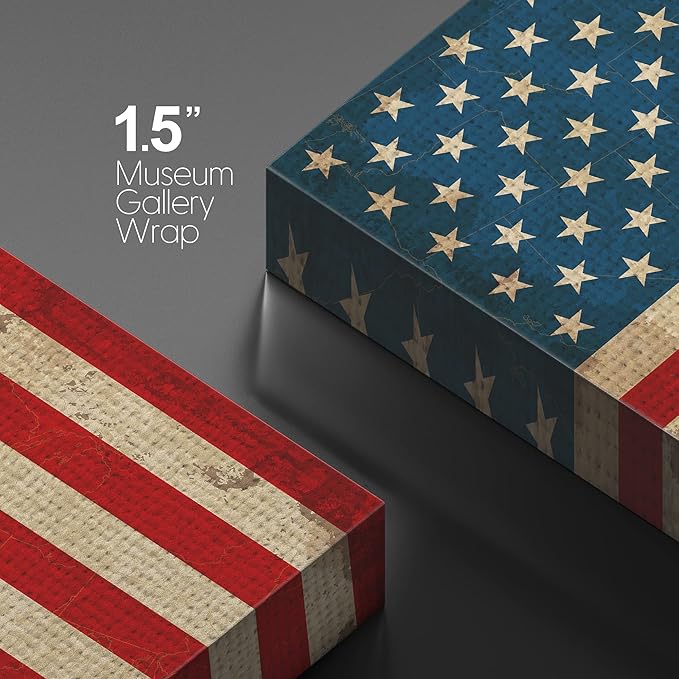 wall26 Canvas Print Wall Art Vintage Retro Faded American Flag Pop Culture Cultural Digital Art Modern Art Traditional Colorful for Living Room, Bedroom, Office - 12"x18"