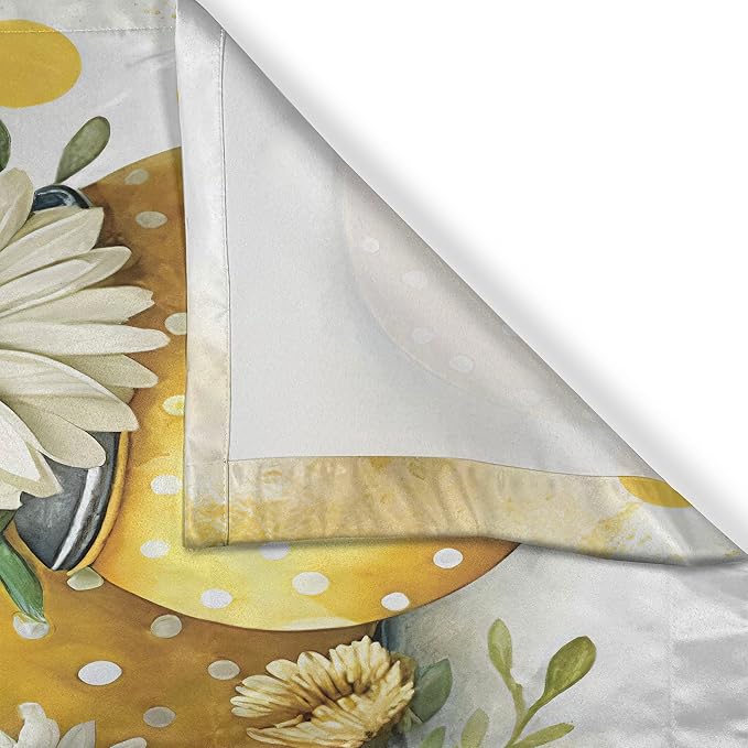 Ambesonne Sunflowers Kitchen Curtains, Delicate Summer Teapots and Polka Dots with Leafy Details Floral, Window Drapes 2 Panel Set for Kitchen Cafe Decor, 55" x 36", Mustard and Hunter Green