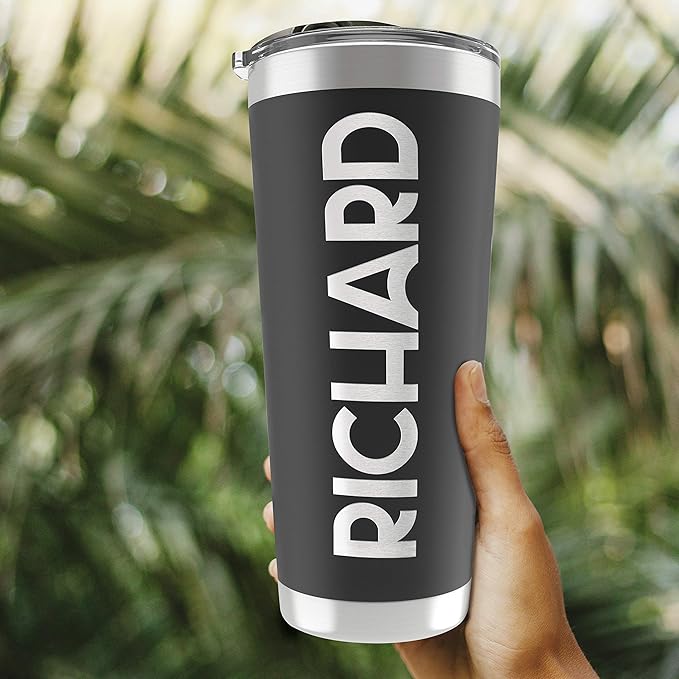 Personalized Gifts For Men - 30 Oz. Custom Tumblers w/Lid, Navy Blue - Insulated Travel Coffee Mugs - Optional Straw Set, Stainless Steel Double Wall Coffee Tumbler, Personalized Cups