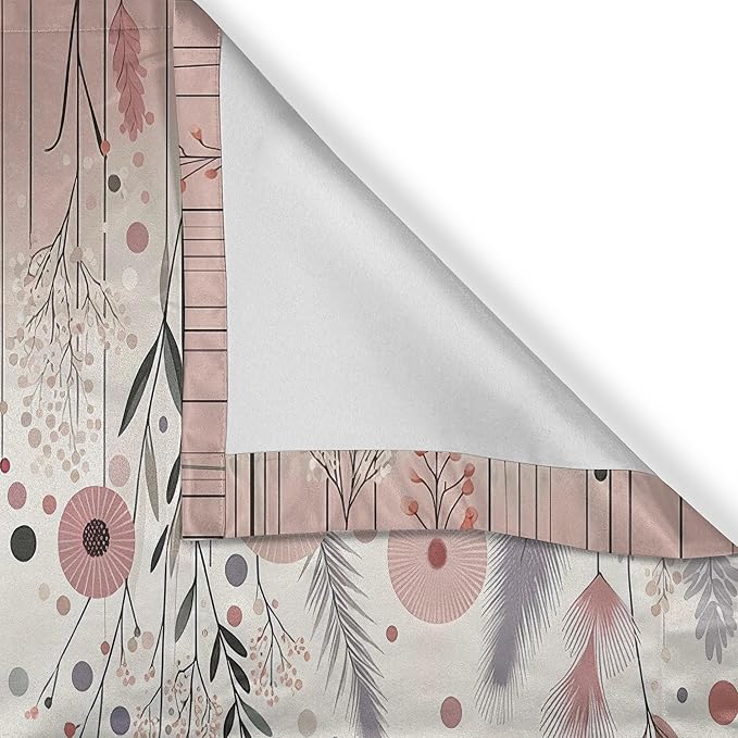 Ambesonne Pastel Valance & Tier Curtain 3 pcs Set, Pastel Abstract Botanical Ornament with Halftone Dots Delicate Meadow, Window Treatments for Kitchen Room Decor, 55" x 30", Blush Lilac and Eggshell