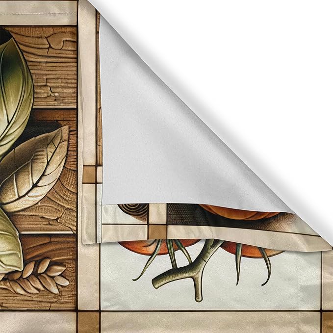 Ambesonne Farmhouse Window Valance Pack of 2, Modern Art of Leaves Huddle and Tomato Print with Beige Tone Lines, Rod Pocket Curtain Valances Kitchen Bedroom, 42" X 18",Paprika Rust and Green