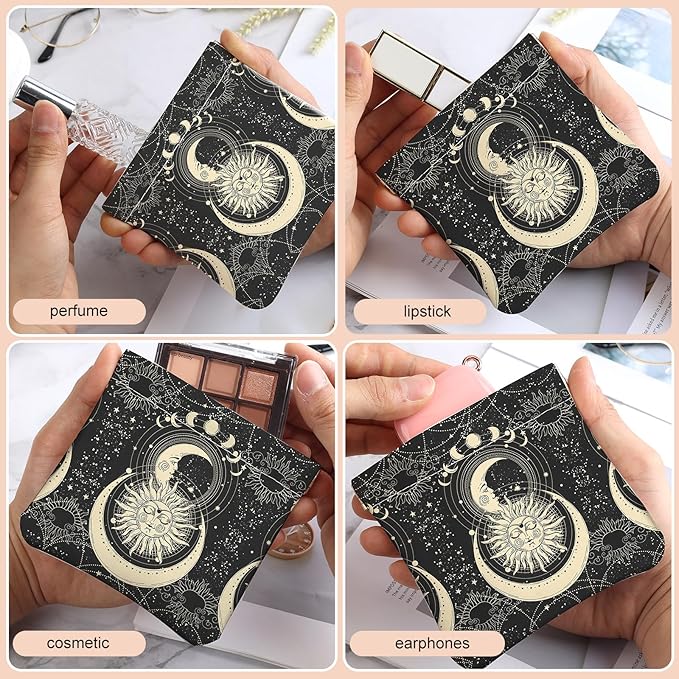 2Pcs PU Leather Small Squeeze Coin Purse Pouch Mini coin Bag Unique And Cute Wallet Cosmetic Bags Change Bag For Women Girls Men Constellation