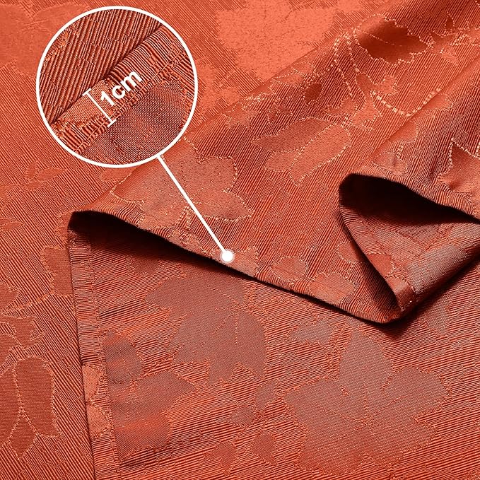 misaya Rectangle Thanksgiving Tablecloth, Waterproof Jacquard Fall Table Cloth, Damask Cloth Table Cover for Harvest Decor (52" x 70", Rust Maple Leaf)