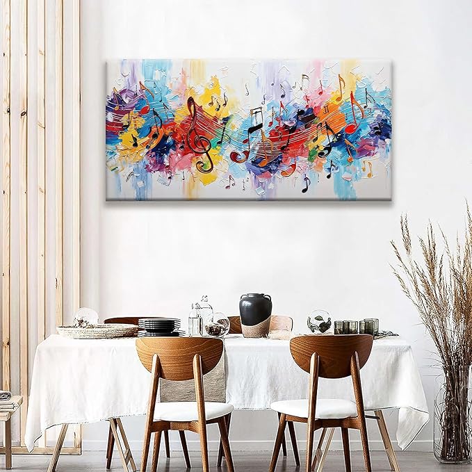 Suconvng Abstract Wall Art For Living Room Painting Modern Canvas Art Wall Decor Colorful Musical Note Abstract Wall Decor Prints Artwork For Bathroom Kitchen Office Decoration 24"X 48"