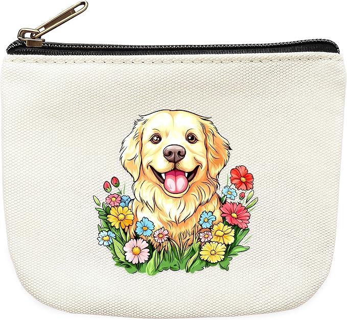 Golden Retriever Coin Purse Pouch Bag Holder for Teens Girls Women Kids, Golden Retriever Lovers Gifts Stuff Decor, Small Mini Purse Coin Card Key Headset Lipstick!