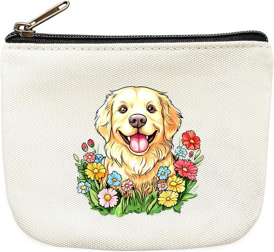 Golden Retriever Coin Purse Pouch Bag Holder for Teens Girls Women Kids, Golden Retriever Lovers Gifts Stuff Decor, Small Mini Purse Coin Card Key Headset Lipstick!