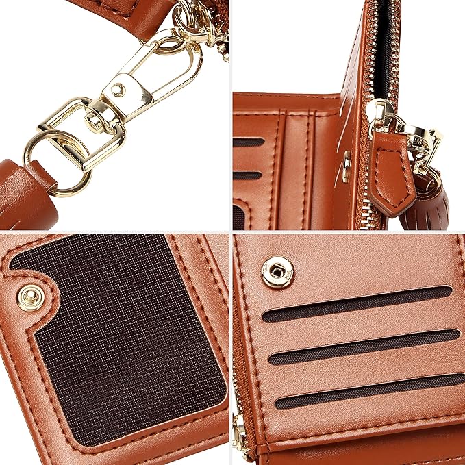 GEEAD Small Wallets for Women Bifold Slim Coin Purse Zipper ID Card Holder