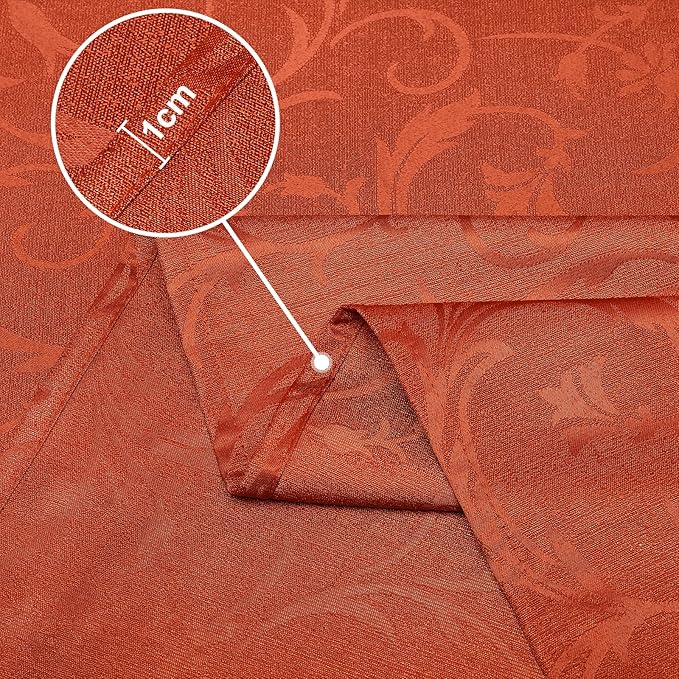 misaya Rectangle Thanksgiving Tablecloth, Waterproof Jacquard Fall Table Cloth, Damask Cloth Table Cover for Harvest Decor (52" x 70", Rust Vine Pattern)