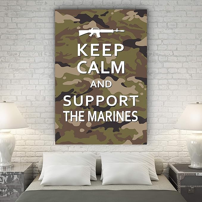 Renditions Gallery Nature Military Wall Art Home Paintings & Prints Artwork Calm Supportive Marines Glam Patriotic Motivational American Modern Decor for Bedroom Office Kitchen - 36"x48" LT25