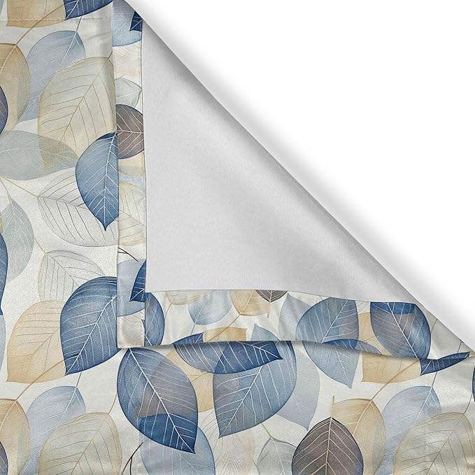 Ambesonne Autumn Leaves Window Valance, Urban Jungle Themed Falling Pale Tone Leafy Peduncles Pattern, Curtain Valance for Kitchen Bedroom Decor with Rod Pocket, 42" x 12", Dark Night Blue and Beige