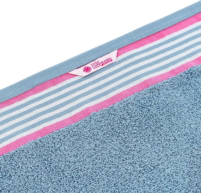 CASA COPENHAGEN He & She 6 Pieces Towel Set- Dusty Blue + Pink, 550 GSM 2 Bath Towel 2 Hand Towel 2 Washcloth, Designed in Denmark Made of Soft Egyptian Cotton for Bathroom, Kitchen & Shower