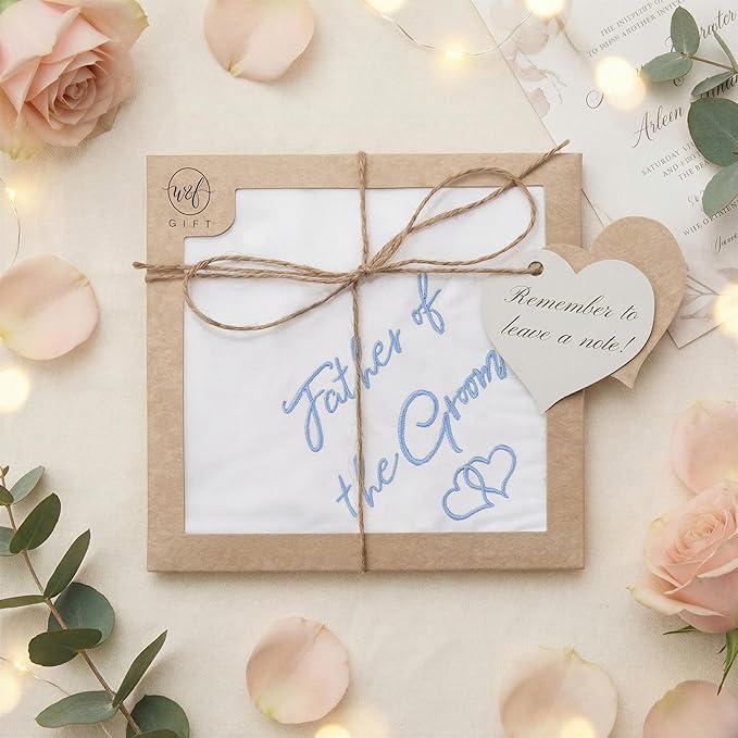 W&F GIFT Handkerchief - 12" x 12" - Something Blue for Bride on Wedding Day - Fun Gift