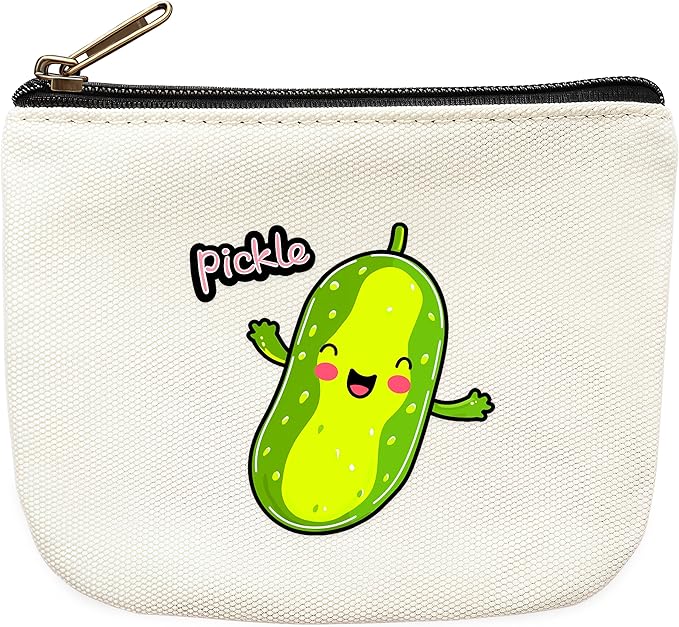 Pickle Coin Purse Pouch Bag Holder for Teens Girls Women Kids, Pickle Lovers Gifts Stuff Decor, Small Mini Purse Coin Card Key Headset Lipstick!